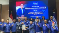 Partai Demokrat secara resmi memberikan dukungan persyaratan pemilihan kepala daerah (Pilkada) 2024 atau B1KWK ke tiga wilayah, Jawa Barat, Jawa Tengah dan Jakarta. (Liputan6.com/M Radityo Priyasmoro)