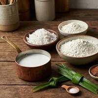 Bahan Pembuat Serabi Tepung Beras Tanpa Ragi (AI Generated)