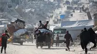 Diketahui sejak 2 Maret 2025, pemerintah Israel memblokade masuknya seluruh pengiriman bantuan kemanusiaan ke wilayah Gaza. (Bashar TALEB/AFP)