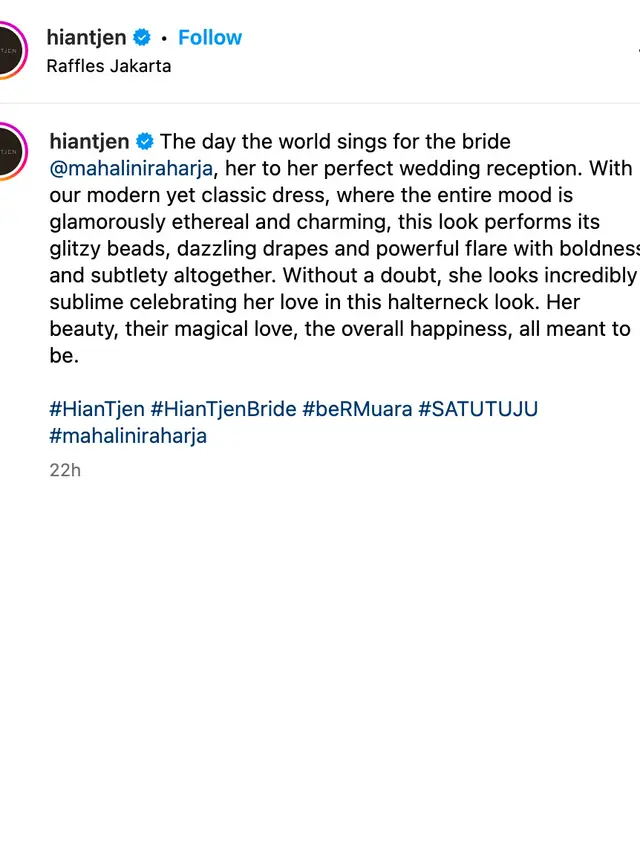 Unggahan Hian Tjen. (Foto: Dok. Instagram @hiantjen)
