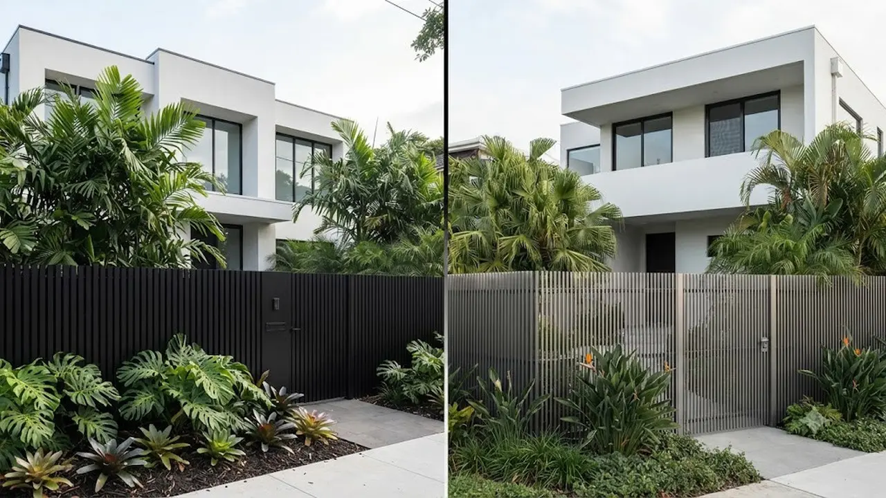 Pagar minimalis warna hitam atau abu-abu