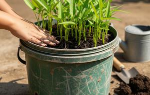 Ilustrasi Kangkung di Ember Bekas. (Foto: AI)