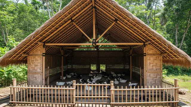 Kandang dengan Atap Lebar dan Dinding Terbuka