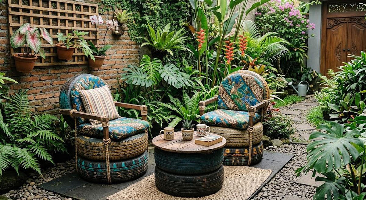 9 Ide Memanfaatkan Ban Bekas Menjadi Kursi Taman Unik, Sulap Limbah Jadi Furnitur