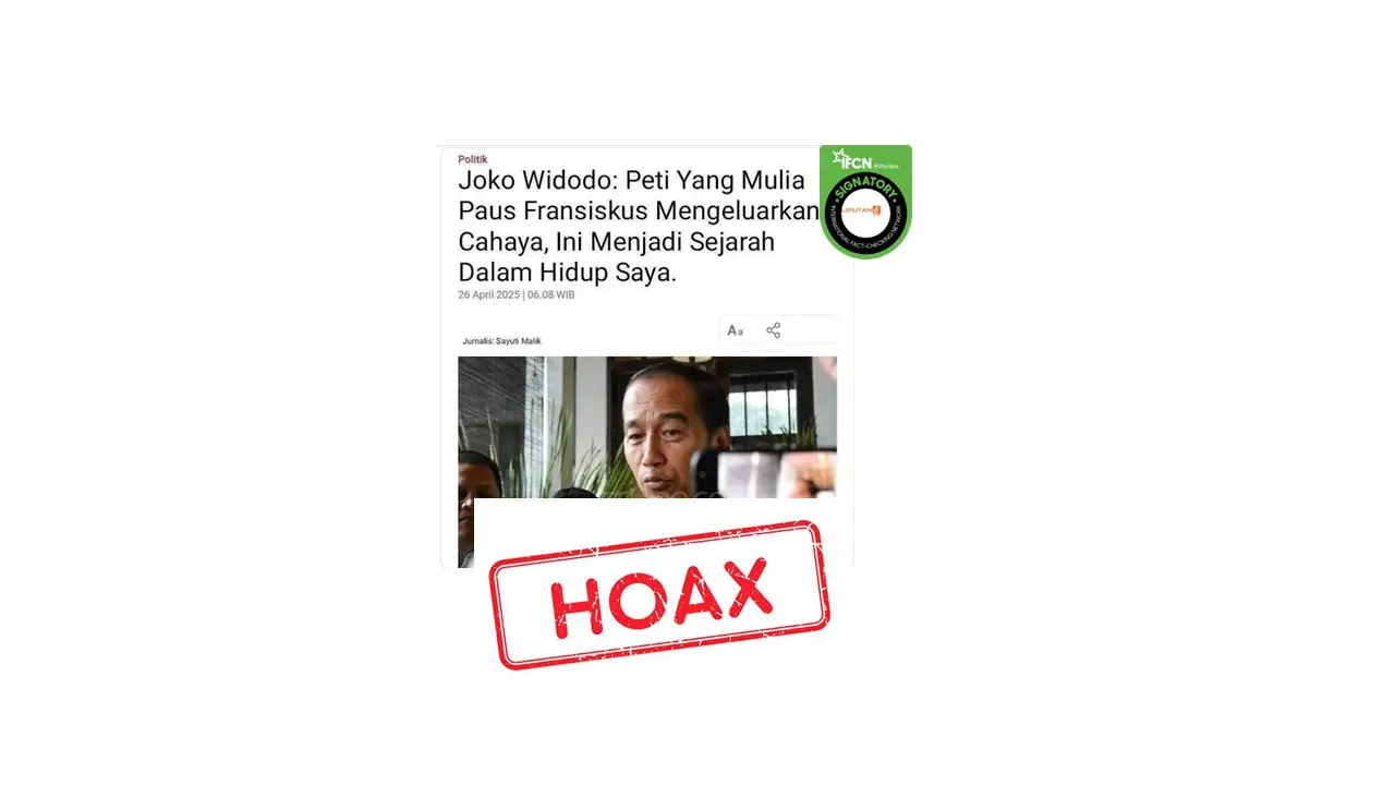 Cek fakta artikel Jokowi melihat peti Paus Fransiskus mengeluarkan cahaya