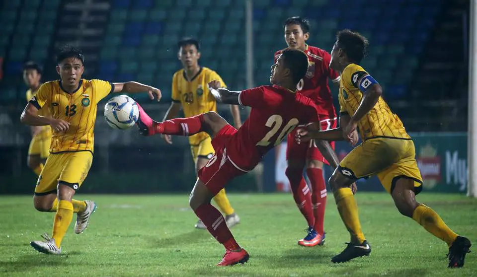 Timnas Brunei U-22 vs Timnas Myanmar U-22 di penyisihan Grup F kualifikasi Piala AFC U-23 2018 (21/7/2017). (Bola.com/Dok. MFF)