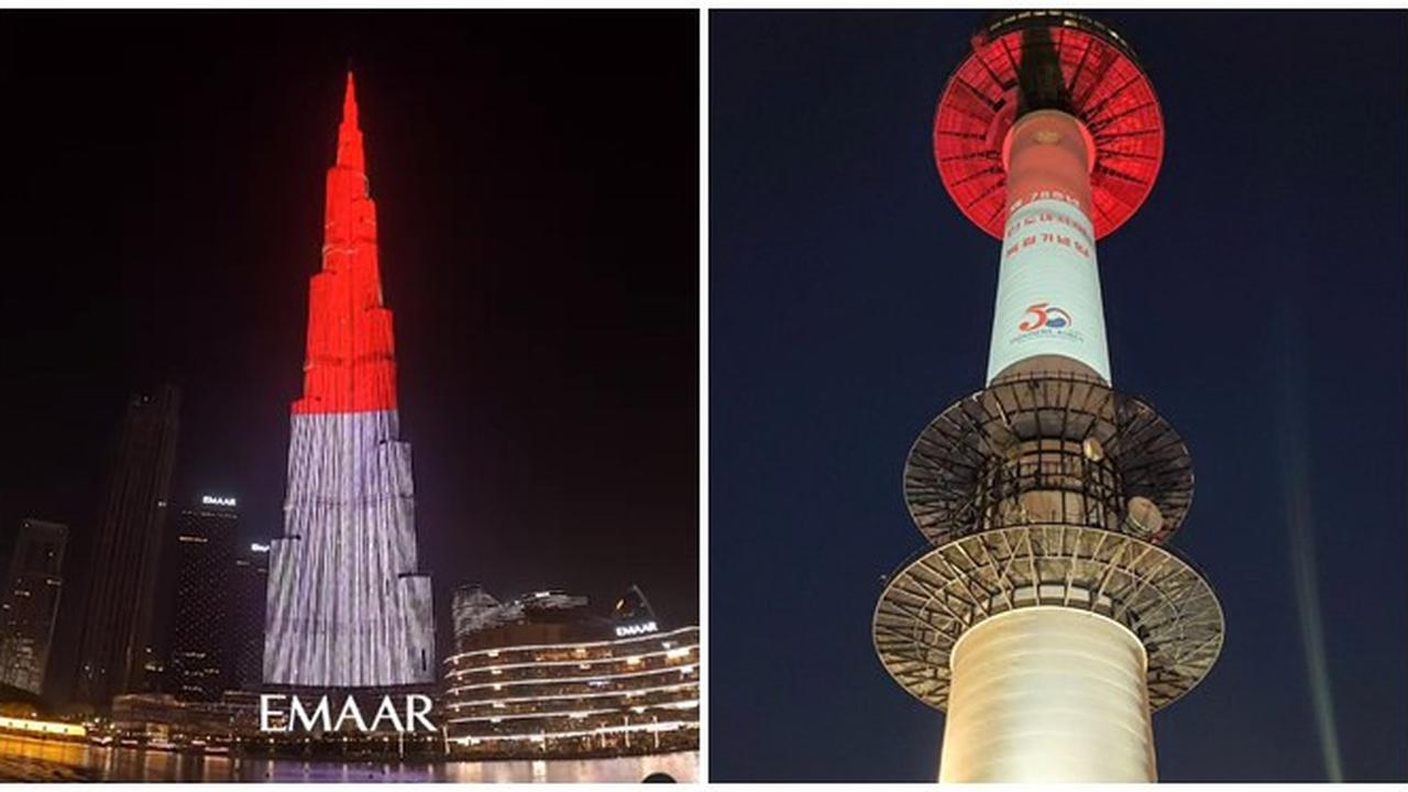 6 Potret Burj Khalifa dan Namsan Tower Seoul Berubah Merah Putih, Curi Perhatian