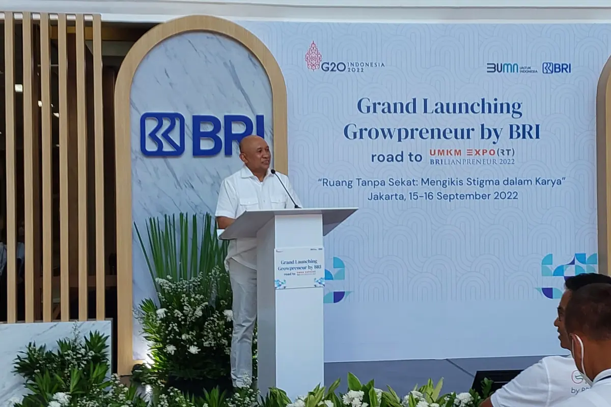 Menteri Koperasi dan UKM Teten Masduki dalam peluncuran BRI Growpreneur di Smesco Indonesia, Kamis (15/9/2022).