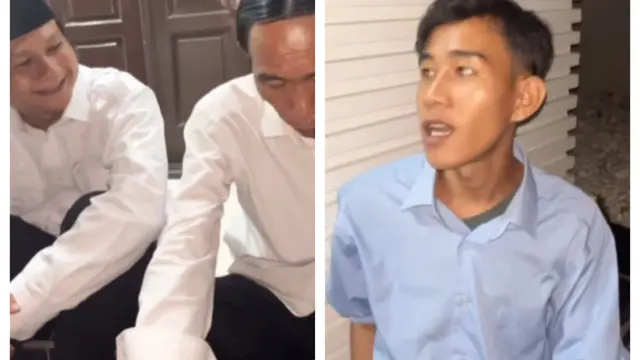 Viral Pemuda Mirip Gibran Ngopi Bersama Jokowi KW dan Prabowo KW/Instagram @gibran_rakababar