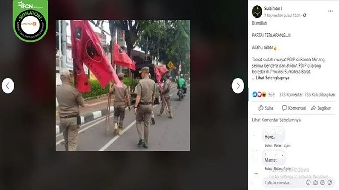 Gambar Tangkapan Layar Razia Bendera PDIP