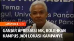 Bakal calon presiden Ganjar Pranowo memberikan kuliah umum ke mahasiswa baru Universitas Pancasila di Jakarta, Senin siang. Dalam kunjungannya, Ganjar menyatakan menyambut positif putusan Mahkamah Konstitusi memperbolehkan kampus menjadi lokasi kampa...