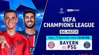 Jadwal big match Liga Champions antara Bayern Munich vs PSG pada matchweek ke 5 di Vidio. (sum. doc. vidio.com)