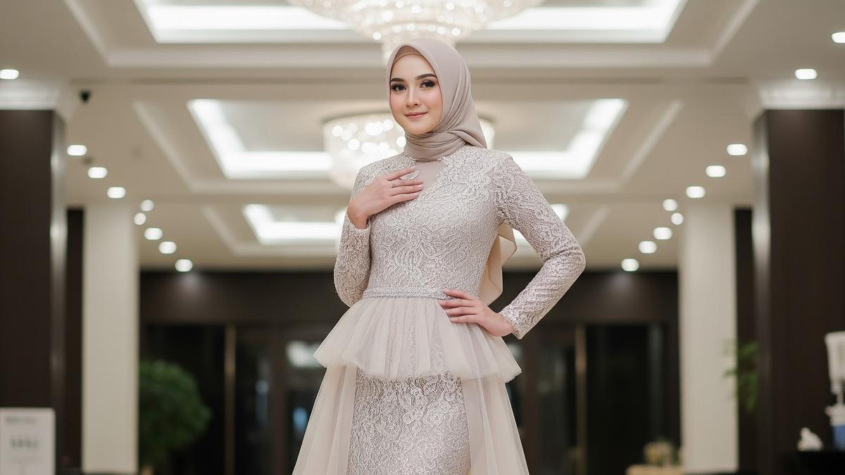9 Model Gamis Brokat Premium dengan Potongan Mermaid Modern, Tampil Mewah