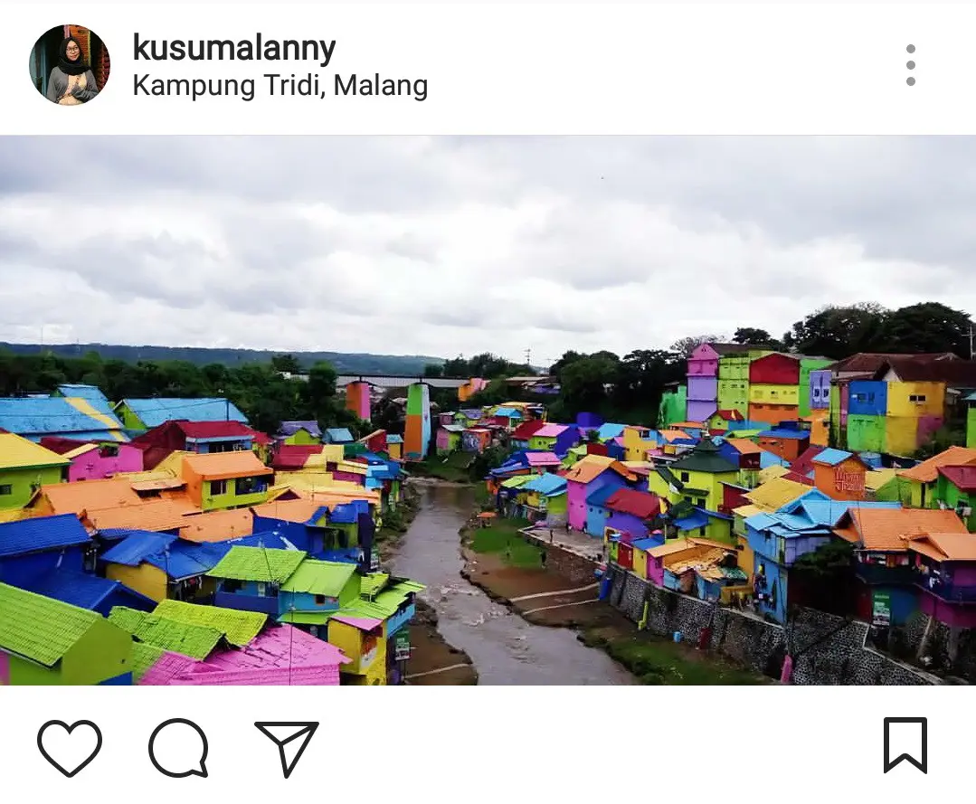 Kampung Tridi atau Kampung Warna-warni di Jodipan, Malang, Jawa Timur (Sumber Foto: Instagram/kusumalanny)