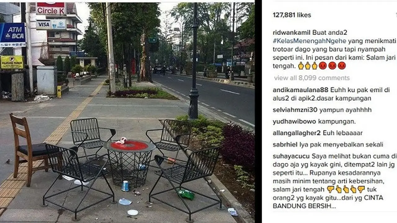 Ridwan Kamil Beri Salam Jari Tengah bagi Pembuang Sampah Slebor