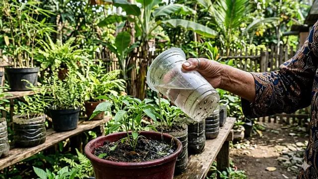 Barang Bekas Dapur yang Bisa Jadi Alat Penyiram Tanaman (Foto: Gemini AI)