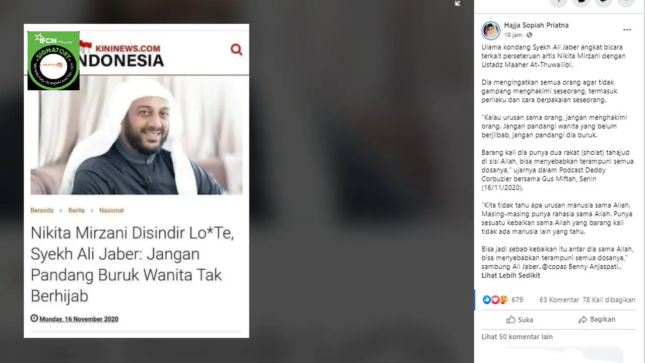 Penelusuran Pernyataan Syekh Ali Jaber Terkait Sindiran untuk Nikita Mirzani