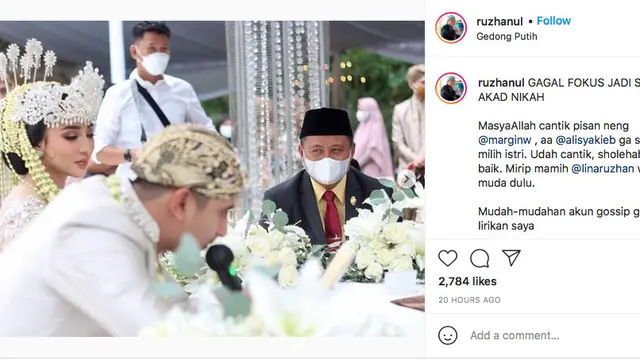 Ali Syakieb menikah dengan Margin Wieheerm, lihat lirikan Uu Ruzhanul Ulum (Instagram)