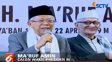 Terkait hasil pilpres, Ma'ruf meminta doa agar mendapatkan hasil yang sama di real count.