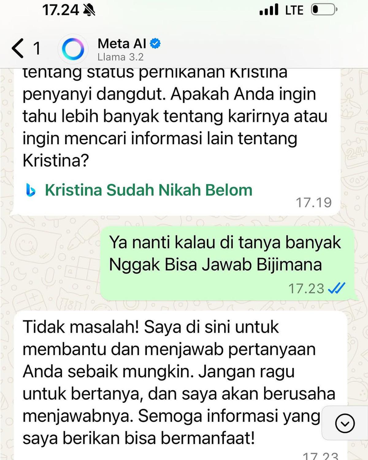 Penyanyi Dandut Kristina Tanya Meta AI Tentang Dirinya, Hasilnya Bikin Nyengir