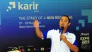 CEO Karir.com, Dino Marti memaparkan presentasi seputar dunia kerja di pembukaan karir.com Expo 2015 di Balai Kartini, Jakarta, Rabu (27/5/2015). (Liputan6.com/Yoppy Renato)