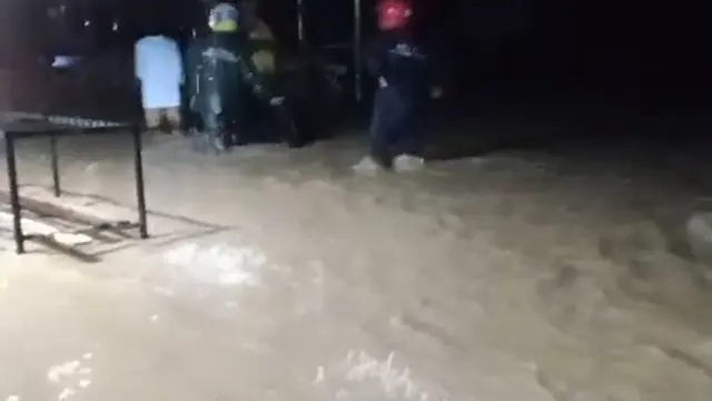 Banjir di kawasan Kecamatan Purabaya, Kabupaten Sukabumi.