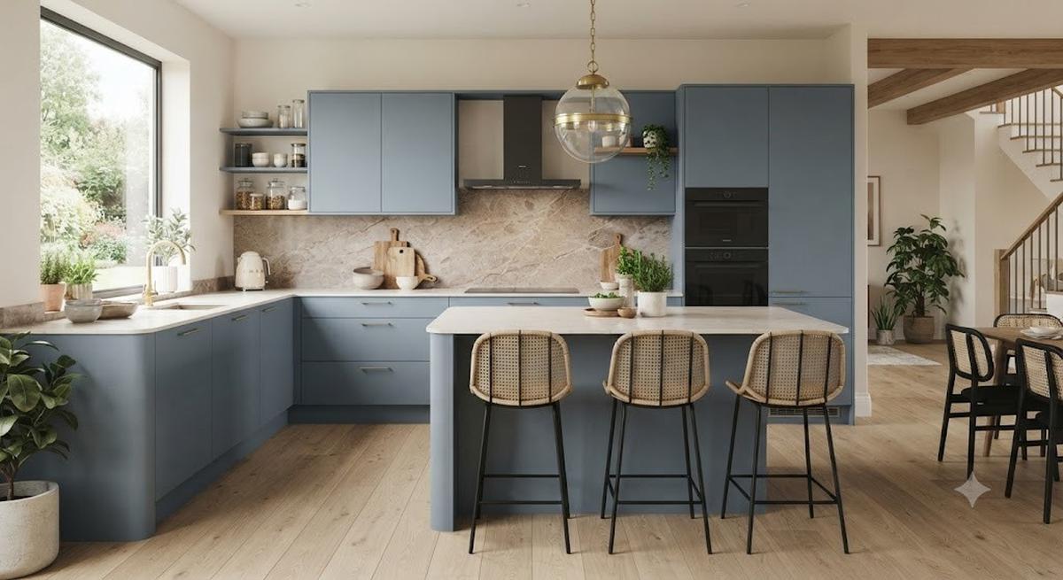 Dusty Blue untuk Kitchen Set Matte (AI Generated)
