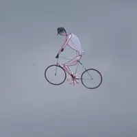 Lihat, deh. Layangan ini bikin kamu ingin main sepeda di langit! :))