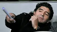 Argentinian&#039;s national coach Diego Maradona during the Champions league match Real Madrid vs Juventus at Santiago Bernabeu in Madrid, on November 05, 2008. AFP PHOTO/PHILIPPE DESMAZES