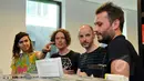 Manceau, band asal Francis, seusai ditemui di Institut Francis Indonesia (IFI) di kawasan Thamrin, Jakarta (15/5/2015). Band ini beranggotakan Julien, Sam, François, dan Vincent. (Liputan6.com/Panji Diksana)