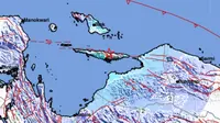 Gempa Magnitudo 5,1 mengguncang wilayah Serui, Pulau Yapen, Papua, Kamis dini hari (8/5/2025). (Liputan6.com/ Dok BMKG)
