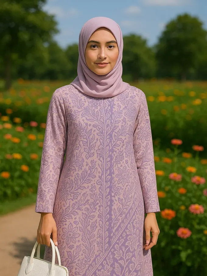 Inspirasi Gamis Batik Warna Pastel