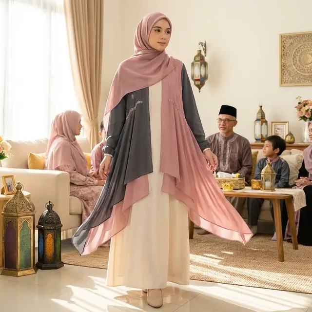 Model Set Abaya dan Inner Dress untuk Lebaran 2026