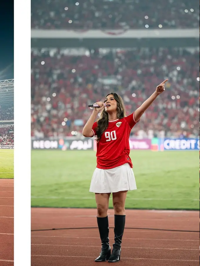Pakai Jersey Angka Keberuntungan, Raisa Tampil Stylish di Kualifikasi Piala Dunia Timnas