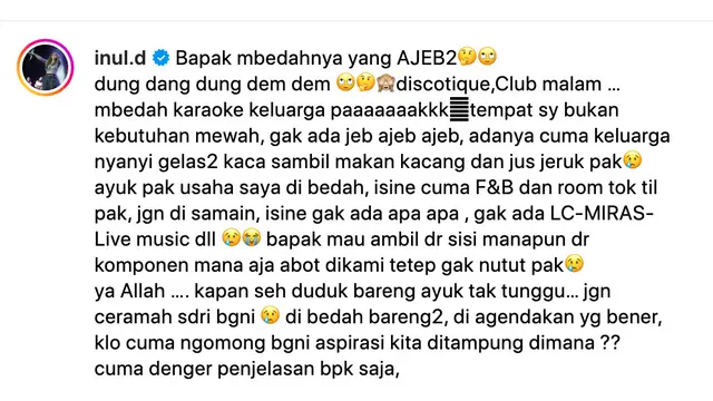 Unggahan Inul Daratista. (Foto: Instagram @inul.d)