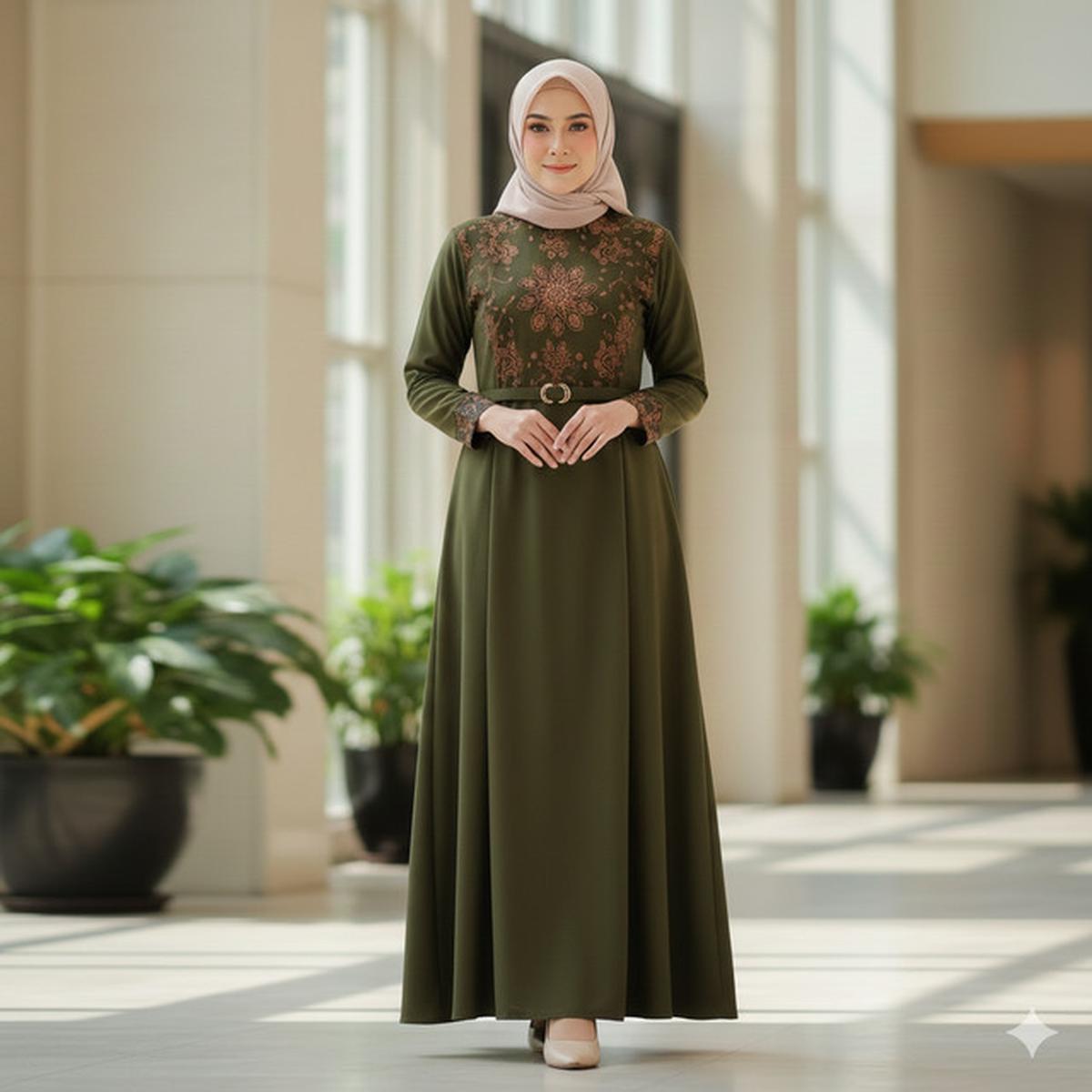 7 Model Gamis Batik Kombinasi Kain Polos Terbaru, Tampil Elegan tanpa Terlihat Ramai