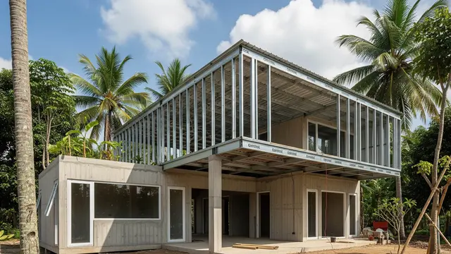 Desain Rumah dengan Rangka Siap untuk Lantai 2