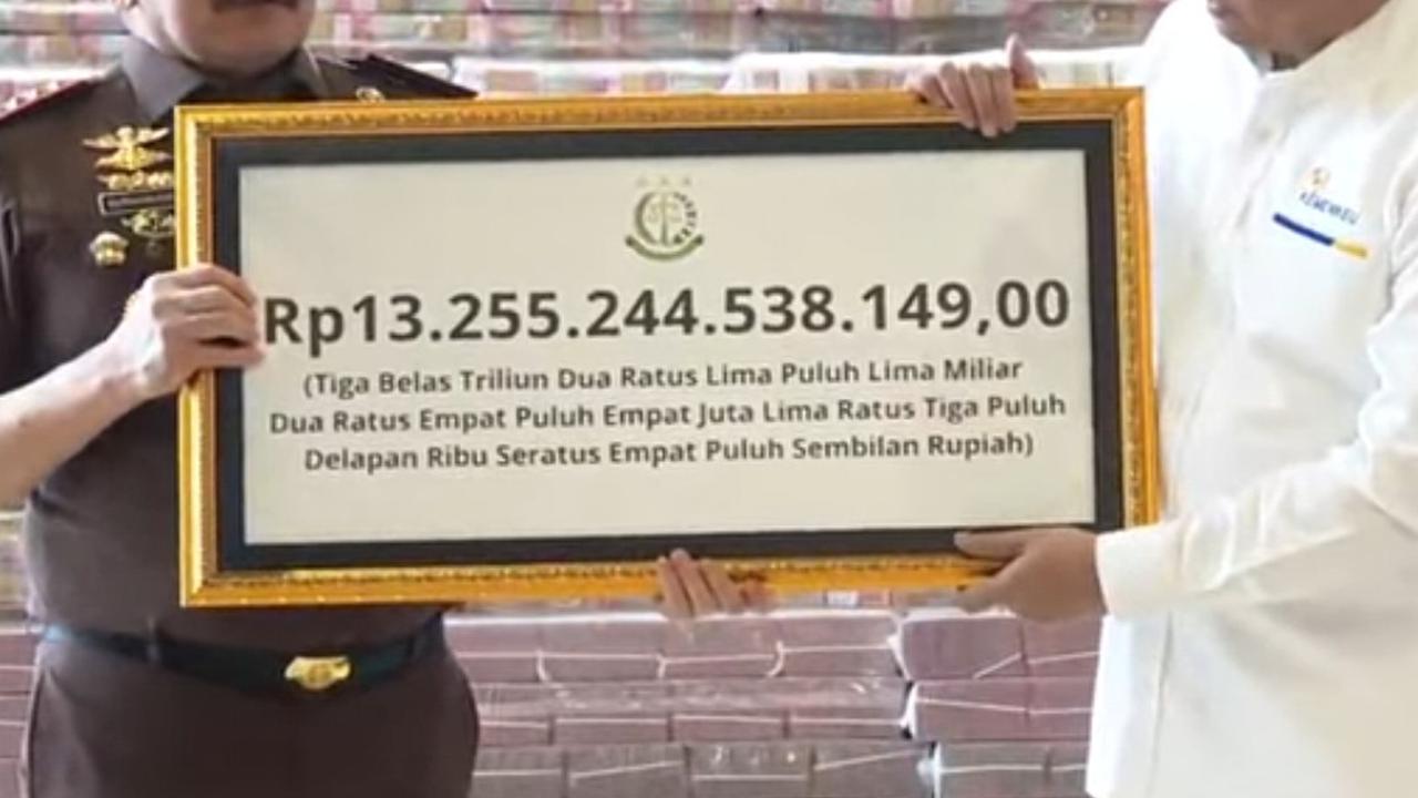 Tumpukan Uang Rp13 Triliun Kasus Korupsi CPO Diserahkan Kejagung ke Negara