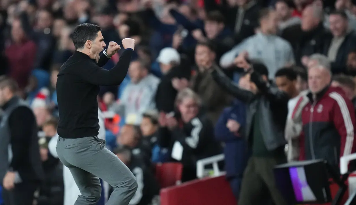 Arsenal menjaga momentum perburuan gelar juara Liga Inggris mereka dengan kemenangan 1-0 atas Burnley di Emirates Stadium, Selasa (19/5/2026) dini hari WIB. (AP Photo/Kirsty Wigglesworth)
