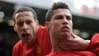 Rio Ferdinand. Bek tengah yang total 12 musim memperkuat Manchester United mulai 2002/2003 hingga 2013/2014 ini tercatat 221 kali bermain bersama Cristiano Ronaldo. Bersama Setan Merah ia mengoleksi total 455 penampilan dengan torehan 8 gol. (Foto: AFP/Andrew Yates)