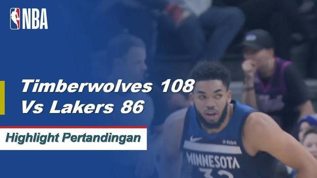 Karl-Anthony Towns mendominasi Lakers dengan 28 poin dan 18 rebound saat Minnesota menang dengan mudah atas Los Angeles Lakers.