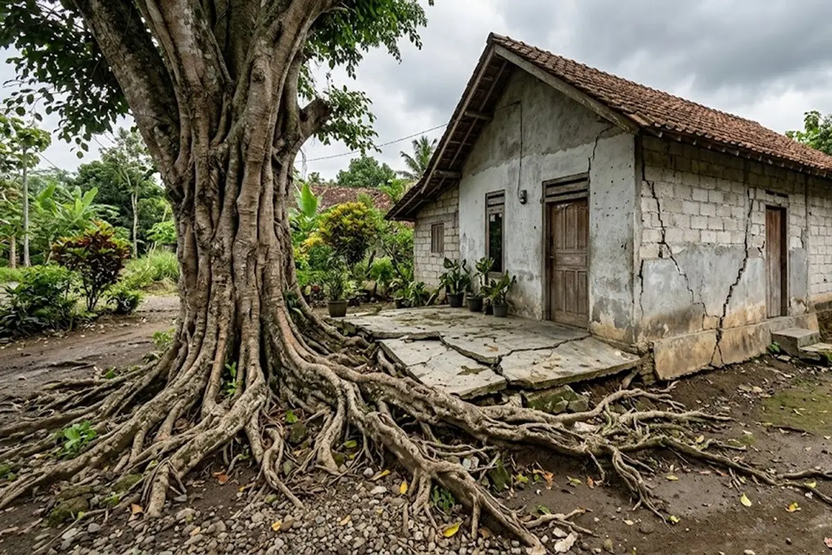 Akar Pohon Merusak Pondasi Rumah