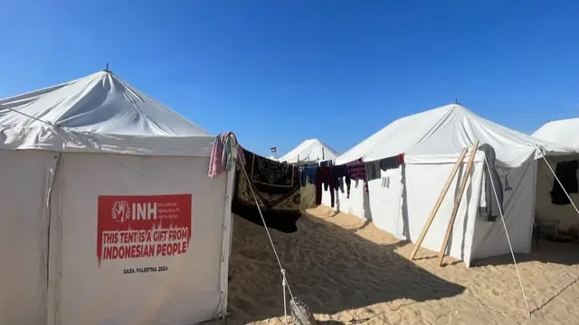 INH Kembali Bangun Ratusan Tenda Pengungsi di Kamp Al-Mawasi Gaza Selatan