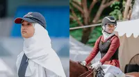 Lewat akun Instagram pribadinya, Aisha Hakim kerap membagikan potret penampilannya yang stylish dalam balutan hijab saat berkuda. [@aishakeem15].