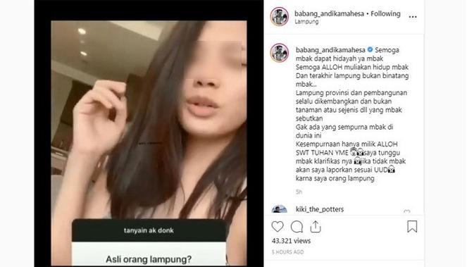  melainkan alasannya laki-laki asal Lampung ini gres saja melaporkan seorang selebgram berjulukan Ber Andika Kangen Band Laporkan Selebgram Cantik ke Polisi