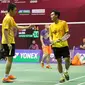 Ganda putra Indonesia Hendra Setiawan/Mohammad Ahsan lolos ke perempat final Hong Kong Open Super Series 2015, Kamis (19/11/2015). (Liputan6.com/Humas PP PBSI)