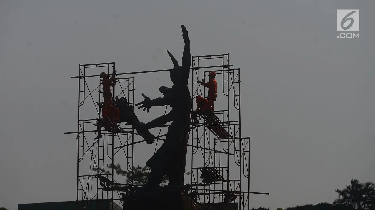 Sambut Asian Games 2018, Patung Selamat Datang Dibersihkan
