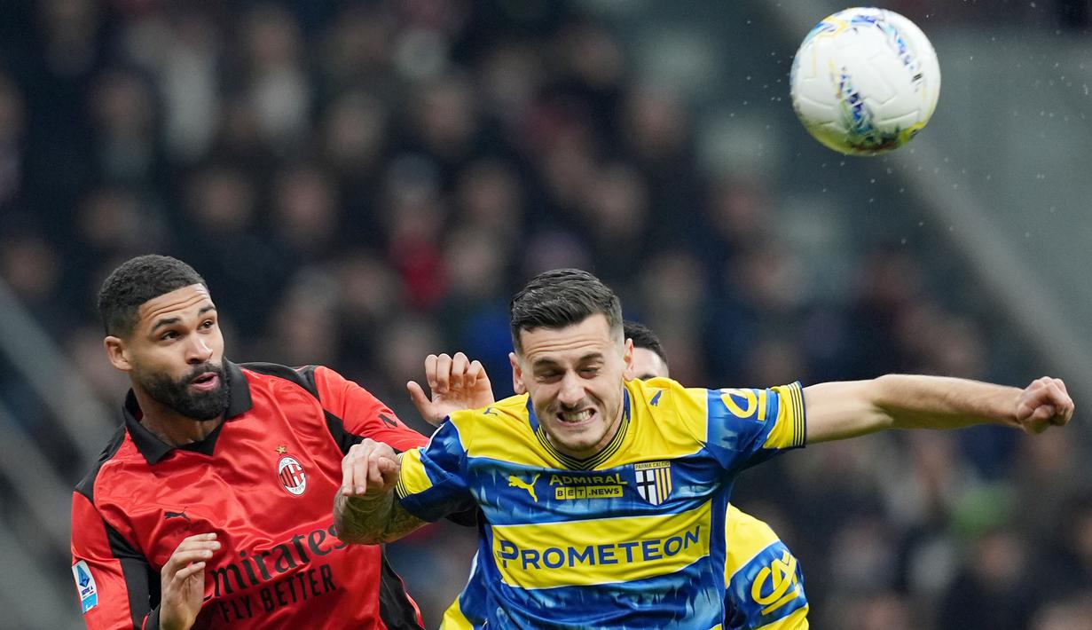 AC Milan harus menelan pil pahit saat menjamu Parma dalam laga lanjutan Liga Italia 2025/2026 pada Minggu (22/02/2026). (AP Photo/LaPresse/Spada)
