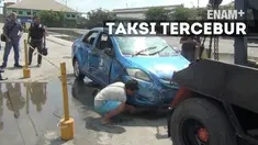 Sebuah Taksi tercebur ke laut 4 orang penumpangnya tewas, satu orang yakni sopir masih dalam pencarian petugas