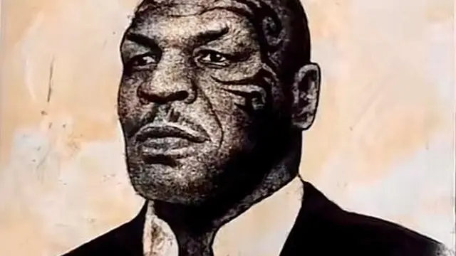 Potret wajah Mike Tyson dibuat dari potongan rambut sisa